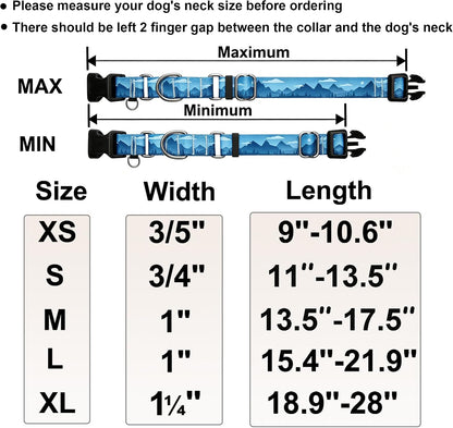 Martingale Collar for Dogs with Buckle Dog Collar Adjustable Soft Nylon Boy Dog Collars for Small Dogs, Blue Sunset