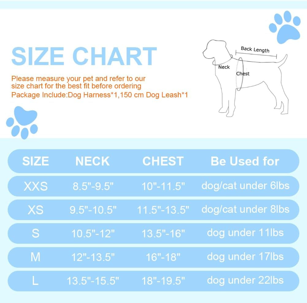 Dog Harness and Leash Set, No-Pull Adjustable Step in Puppy Vest