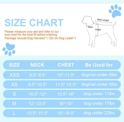 Dog Harness and Leash Set, No-Pull Adjustable Step in Puppy Vest