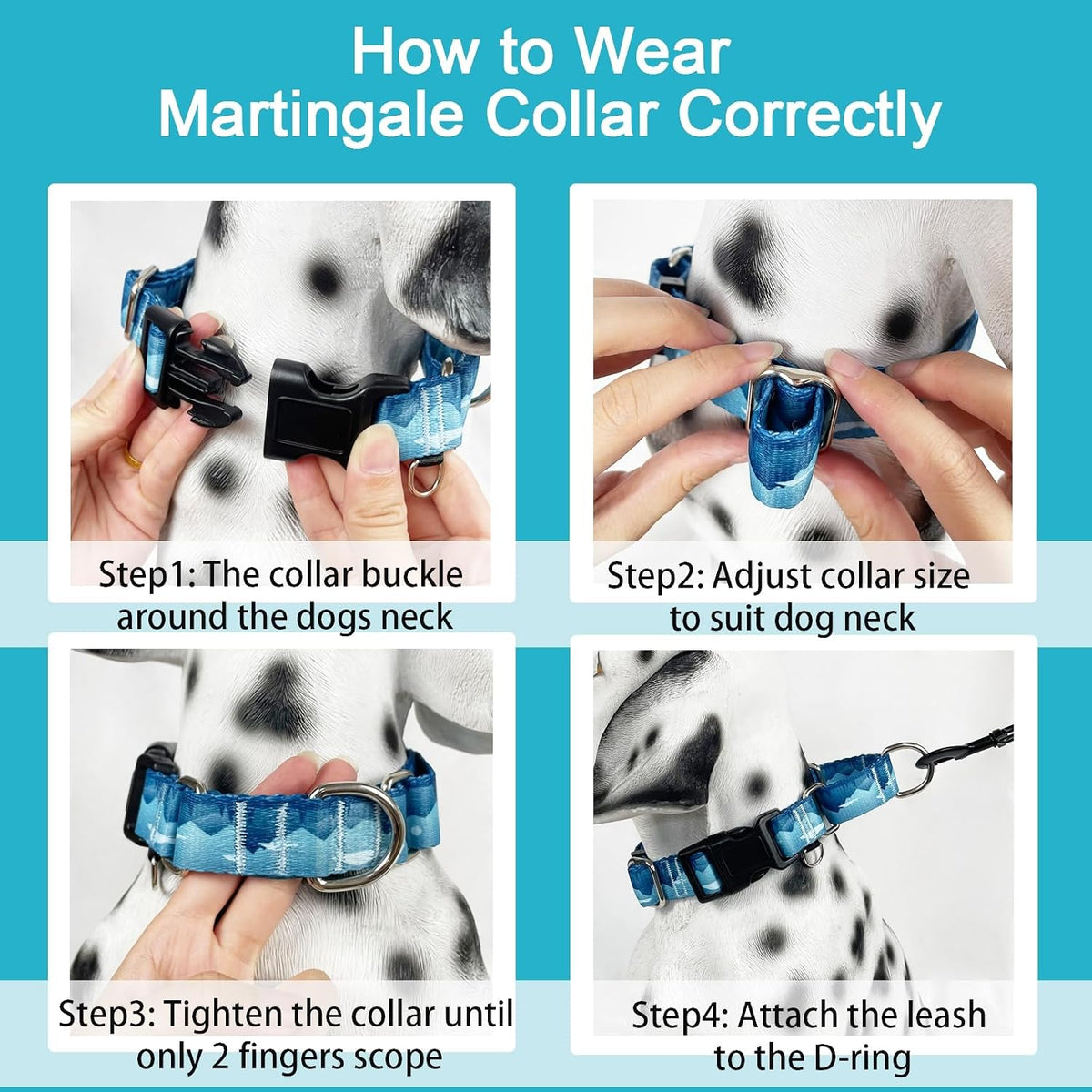 Martingale Collar for Dogs with Buckle Dog Collar Adjustable Soft Nylon Boy Dog Collars for Small Dogs, Blue Sunset