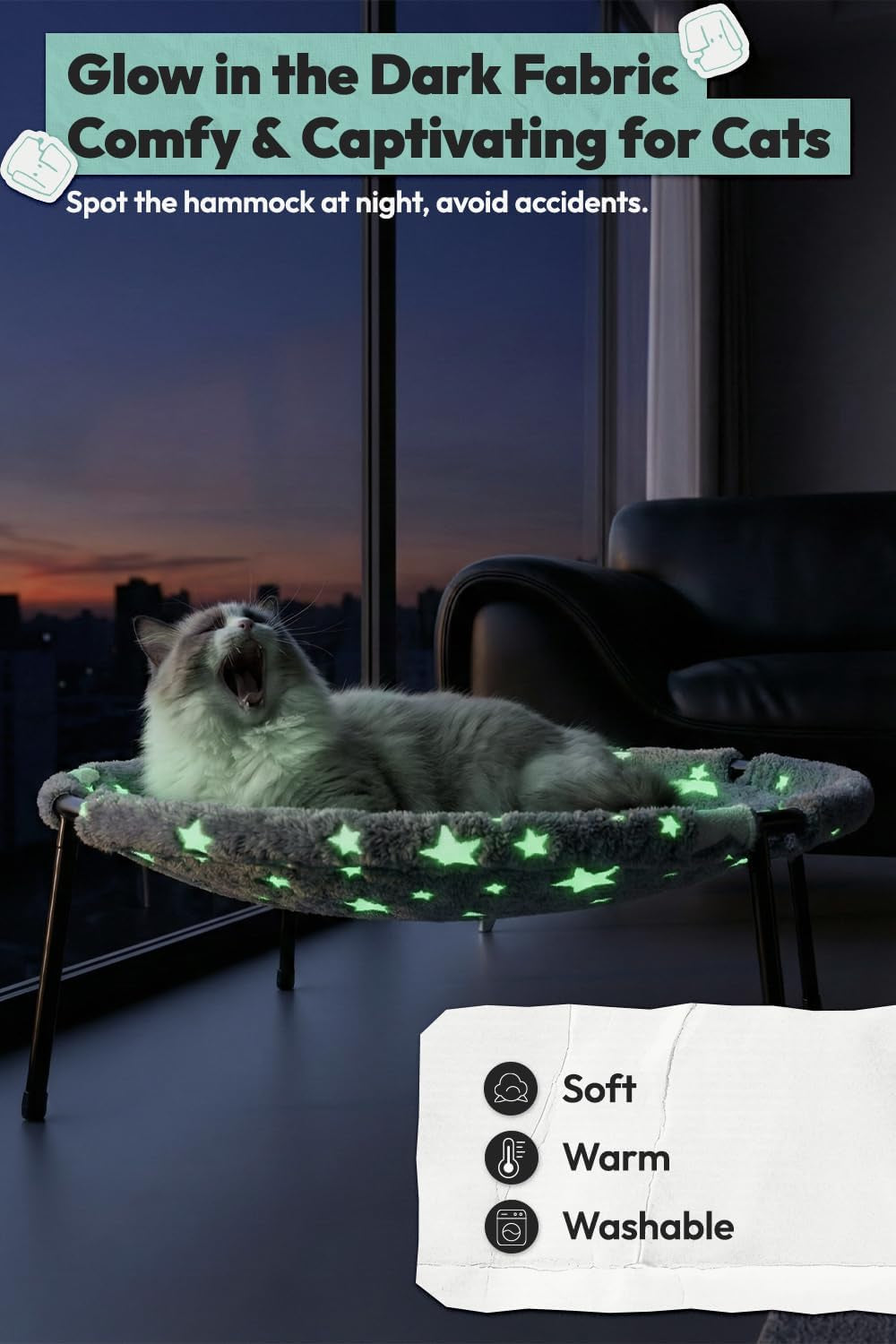 Elevated Glow-In-The-Dark Cat Bed